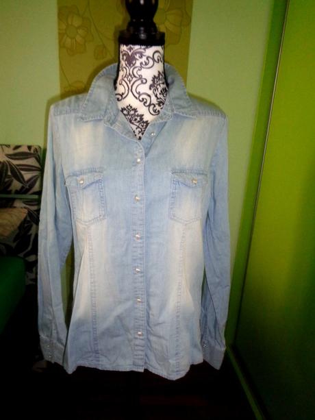 Světle modrá džínová košile s perličkami, orsay,40