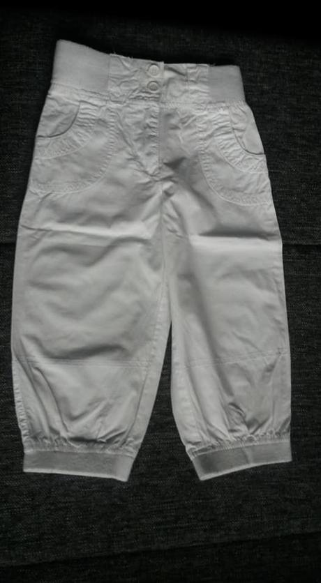 Bílé bavlněné 3/4 kalhoty vel. 110-116, evie angel,110