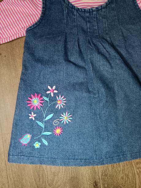 Džínové/riflové šaty, vel. 74 + tričko, 74