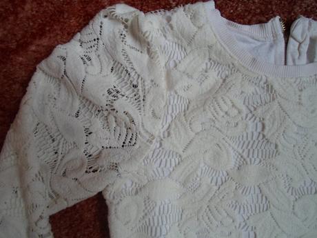 Béžový smetanový krajkový svetr svetřík mikina yd, young dimension,116