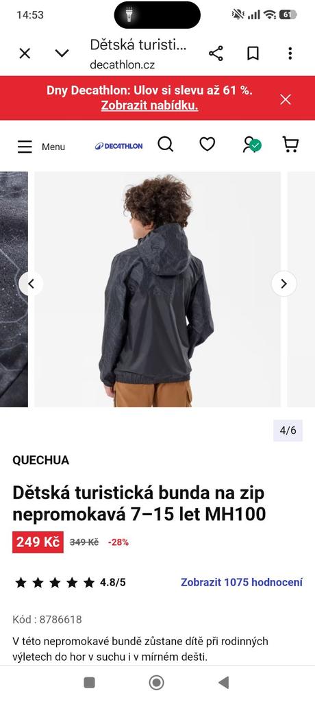 Turistická nepromokavá bunda quechua,vel.131/140, quechua,140