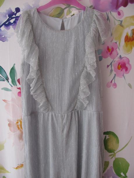 Společenský šedostříbrný kalhotový overal, h&m,152