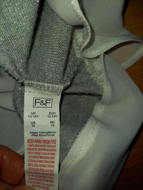 Striebristý pulover 2v1, f&f,164