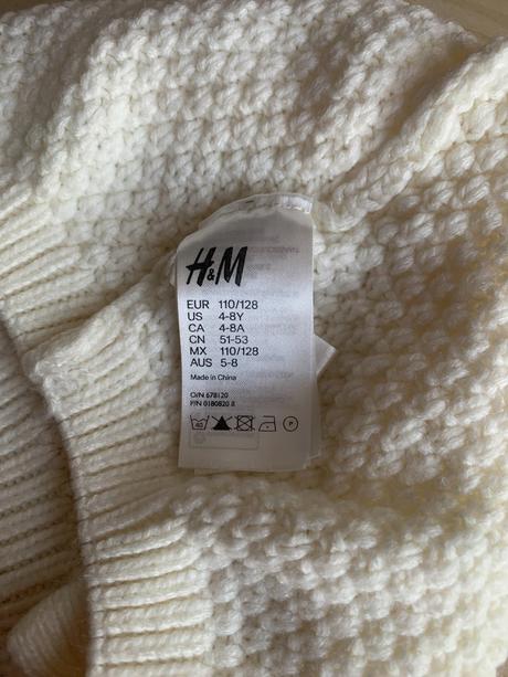 Přechodná čepička bílá h&m vel. 110/128, h&m,116