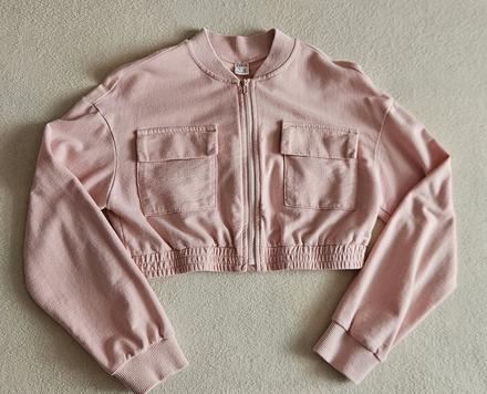 Dívčí crop top mikinka, světle růžová, vel.140, 140