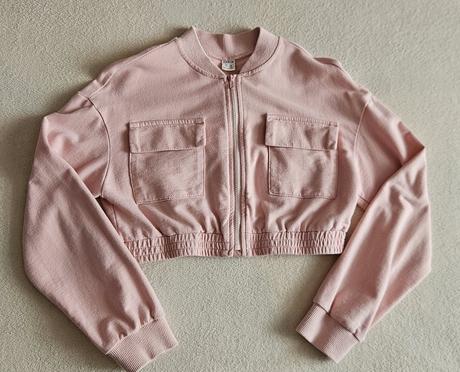 Dívčí crop top mikinka, světle růžová, vel.140, 140