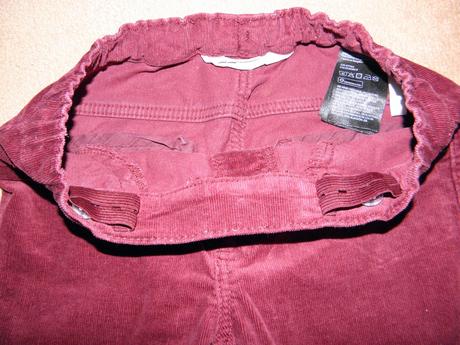 Vínové dívčí úzké manžestráky zn. h&m vel.128, h&m,128