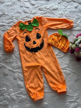 An5/ semišový kostým dýně halloween - 1/2 roky, 