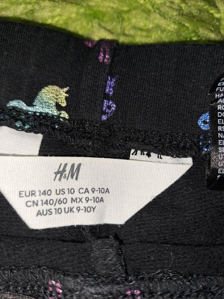 Teplé legíny s jednorožcem vel.9/10, h&m,134