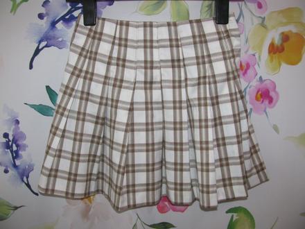 Dívčí skládaná sukně, hnědé káro h&m, h&m,146