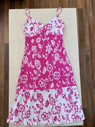 Růžový vzor letní šaty, vel xs/s i více, andrea m, m / s / xs