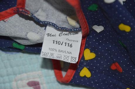 110 116 bavlněná zástěra zástěrka do školky, 110