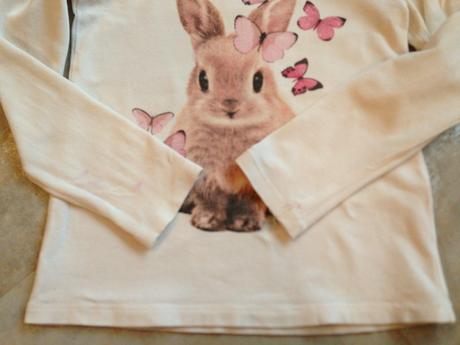 Bavlna triko hm 98cm,2roky zajíček motýli třpytky , h&m,98