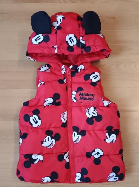 Nádherná podzimní vesta mickey s oušky na kapuci, disney,74