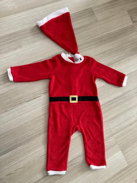 Overal santa claus s čepicí h&m, v. 74-80 nový, 74 / 80