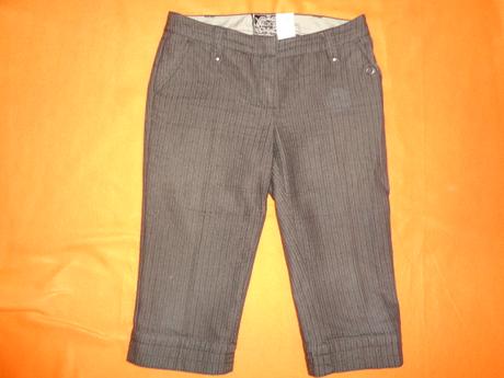 Luxusní hnědé pruhované elegantní 3/4 kalhoty, street one,m