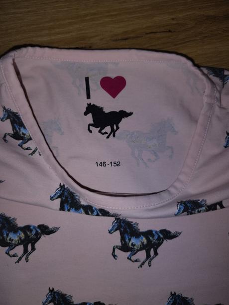 Dívčí triko dl. ruk. c&a 146/152 koně, c&a,146