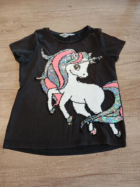 Měnící tričko jednorožec hm vel. 110/116, h&m,116