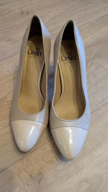 T489 kožené béžové lodičky caprice vel. 38, 38