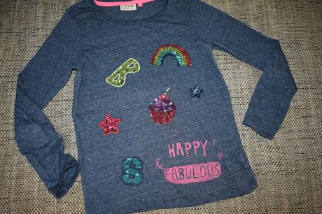 Tmavě modré melírové triko next s flitry, 146/152, next,146