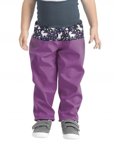 Dívčí softshellové kalhoty unuo s fleecem fialové, unuo,86 / 92