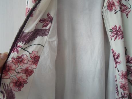 Bílá bunda bundička bomber s květinami, m