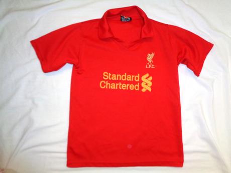 Luxusní červeno zlaté dresíkové tričko s límečkem, 140