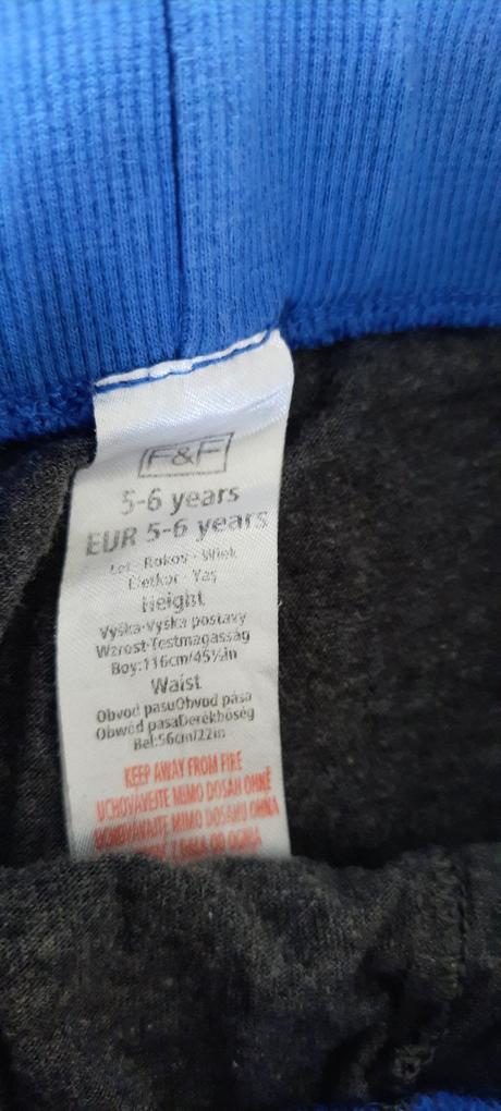 Chlapecké  lehčí tepláky značky f&f, vel.5-6let, f&f,116