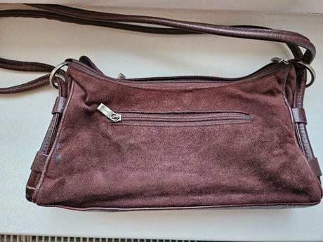 Tmavě hnědá kožená kabelka broušená kůže vintage, 