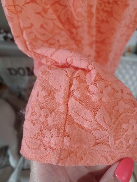 Meruňkové lososové tričko s krajkou lindex 170/s-m, lindex,170