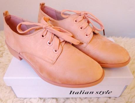 Růžové polobotky na zavazování, 40