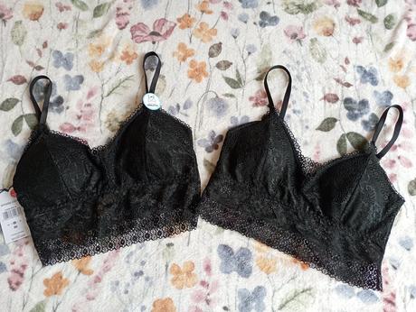 2x černá krajková braletka, sinsay,m