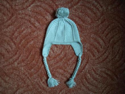 Šedá zimní čepice čepička ušanka háčkovaná, 110