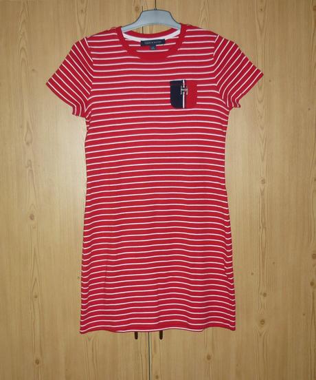 Červeno - bílé dámské tričkové šaty tommy hilfiger, tommy hilfiger,s