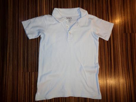 Bílé bavlněné vroubkované tričko s límečkem, marks & spencer,134