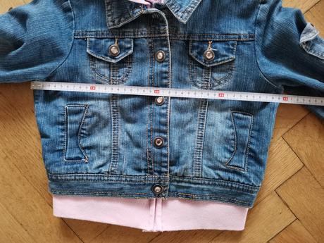 Džínová bunda s mikinou dvojí efekt vel. 128, 128
