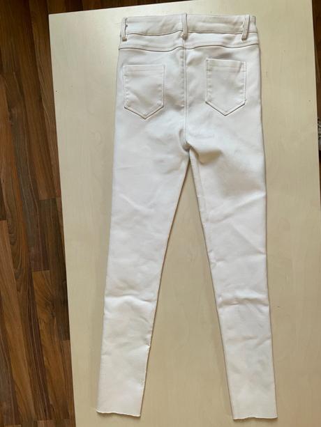 Bílé elastické džíny, vel l, ale menší - xs max s,, xs