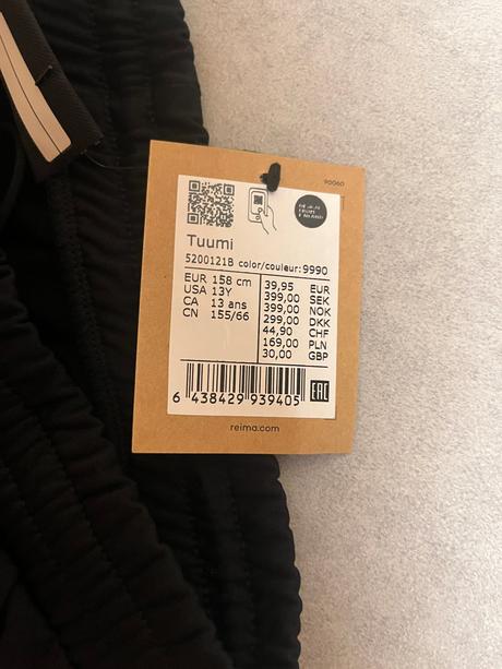 Kalhoty reima tuumi-black velikost 158 nové, reima,158