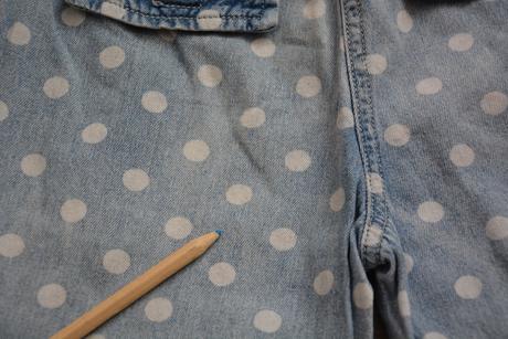 Džínové 3/4 kalhoty s puntíky, next,116