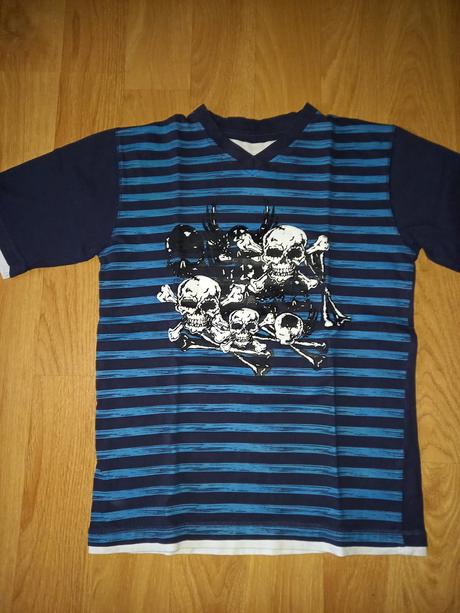 Pruhované tričko skulls 140/152, matalan,140