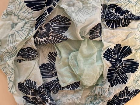 Modré letní šaty s květy, vel neuvedena cca s/m, s