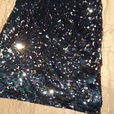 Modro-stříbrné šaty s překlápěcími flitry, primark,140