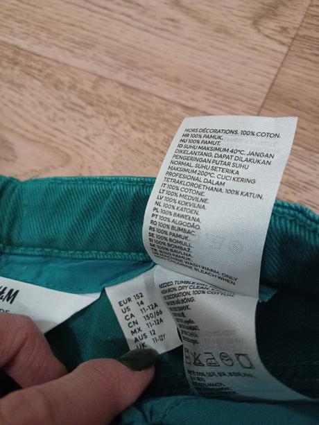 Zelený komplet h&m 146/152 džíny do zvonu a mikina, h&m,152