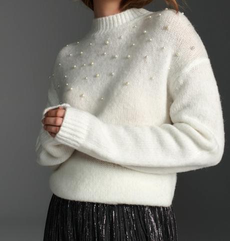 Krásný svetr s perličkami vel.xs/s, xs