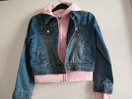 Džínová bunda s mikinou dvojí efekt vel. 128, 128