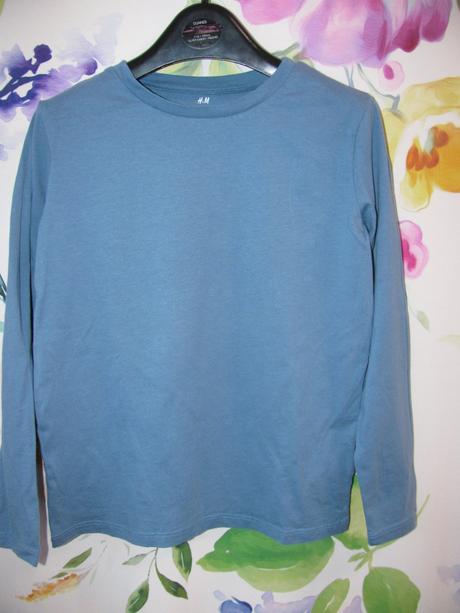 Světle modré elastické bavlněné tričko h&m, h&m,140