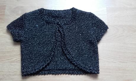 Pletené bolero so strieborným leskom, 134 / 140 / 146
