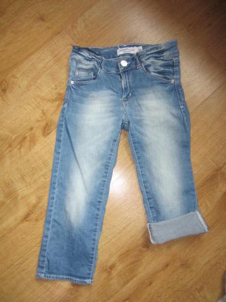 Lehoučké, odlehčené 3/4 riflové džínové kraťasy, lindex,128