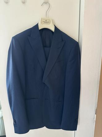 Pánský vlněný modrý oblek bottega del sarto, v. 48, 48