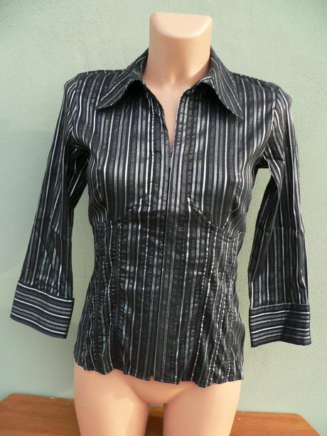 Černo stříbrná halenka košile xanaka - vel.38, 38